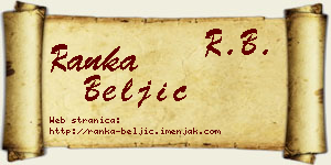Ranka Beljić vizit kartica